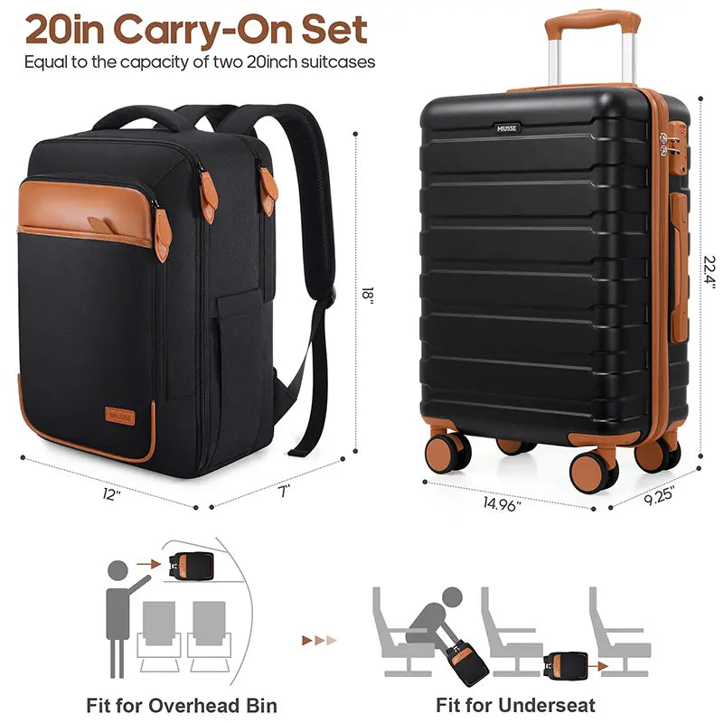 Miusse 3-Piece ABS Hardshell Luggage Set