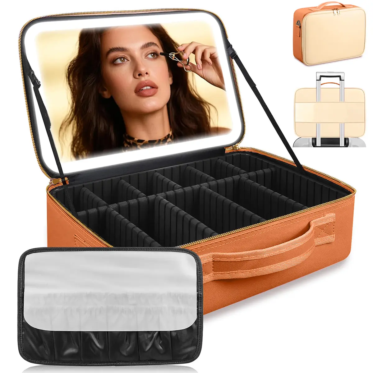 GORISGARMO Travel Makeup Bag with LED Mirror